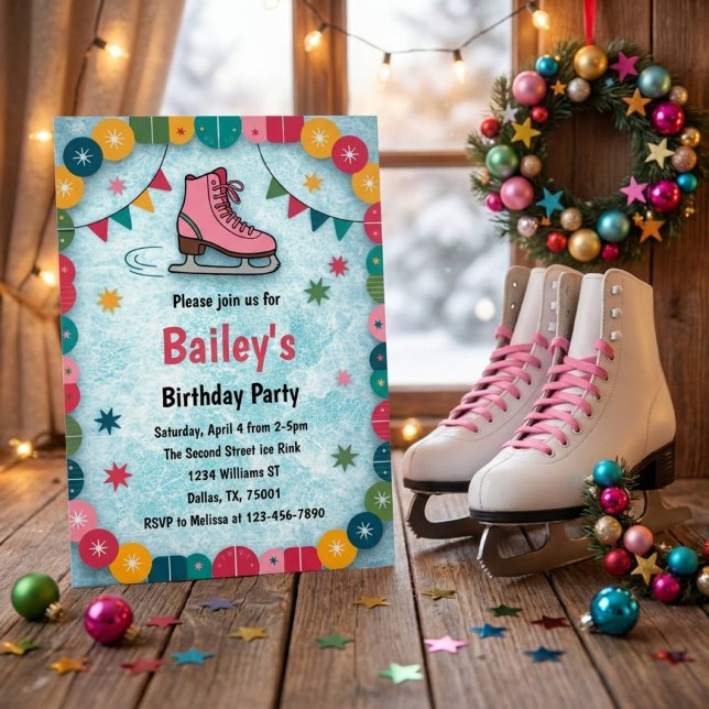 Retro Ice Skating Birthday Invitation (Creator Uploaded)