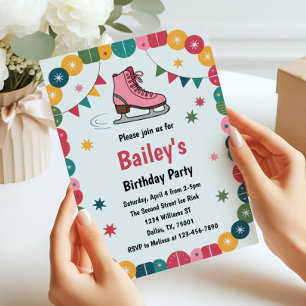 Retro Ice Skating Birthday Invitation