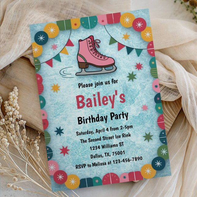 Retro Ice Skating Birthday Invitation (Creator Uploaded)