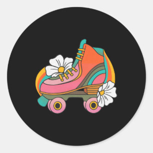 Retro Ice Skating Winter Sports Ski Skate Scute Ss Classic Round Sticker