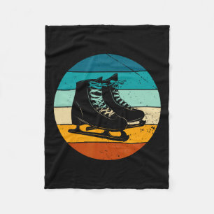 Retro Ice Skating Winter Sports Vintage Ski Skate Fleece Blanket