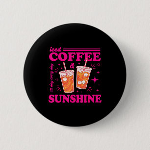Retro iced coffee & sunshine funny summer 6 cm round badge
