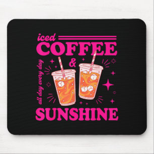 Retro iced coffee & sunshine funny summer mouse pad