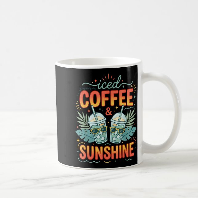 Retro iced coffee &amp; sunshine funny summer mug (Right)