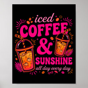 Retro iced coffee & sunshine funny summer poster