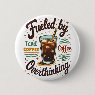 Retro Iced Coffee and Overthinking Funny Graphic 6 Cm Round Badge