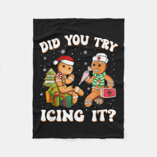 Retro Icu Nurse Christmas Gingerbread Did You Try Fleece Blanket