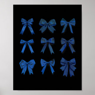 Retro Icy Blue Women Coquette Bow Ribbon Cute Girl Poster