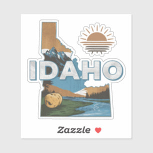 Retro Idaho State Car Sticker