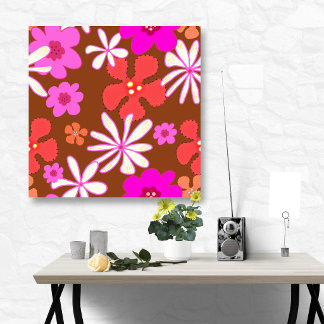 Retro Illustrated Floral Wall Art
