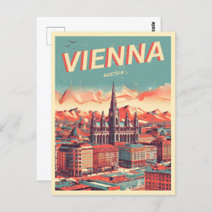 Retro illustrated Vienna city austria gifts  Postcard