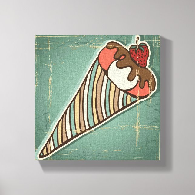 Retro Illustration of Ice Cream Canvas Print (Front)