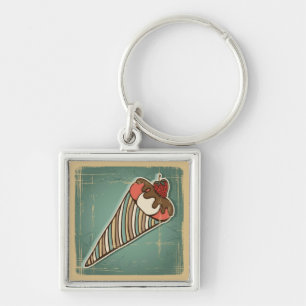 Retro Illustration of Ice Cream Key Ring