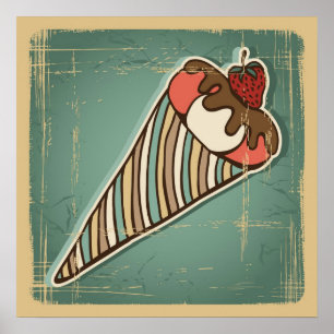 Retro Illustration of Ice Cream Poster