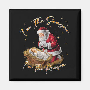 Retro Im The Season Im The Reason Santa Religious  Magnet