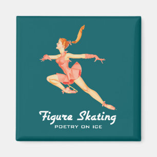 Retro Image of A Figure Skater In A Pink Outfit Magnet