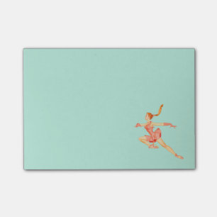 Retro Image of A Figure Skater In A Pink Outfit Post-it Notes