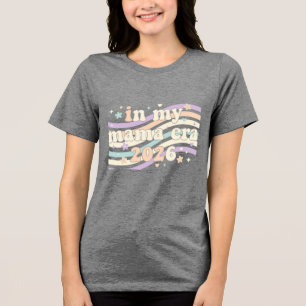 Retro In My Mama Era 2026 Pastel Groovy Motherhood Tri-Blend Shirt
