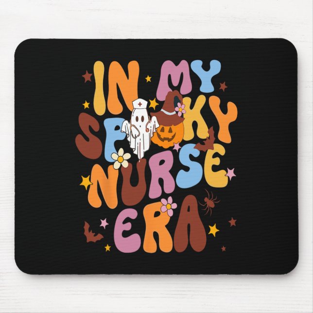 Retro In My Spooky Nurse Era Funny Spooky Nurse Ha Mouse Pad (Front)