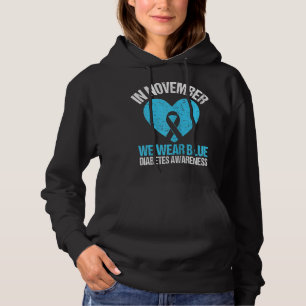 Retro In November We Wear Blue Diabetes Awareness  Hoodie
