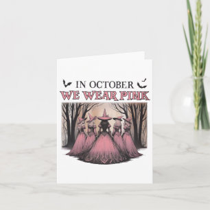 Retro In October We Wear Pink Witch Breast Cancer Card