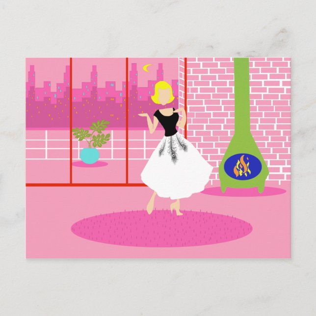 Retro In the Pink Postcard (Front)