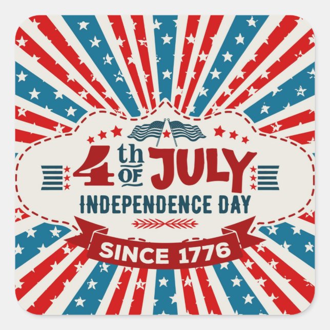 Retro Independence Day 4th of July  Square Sticker (Front)