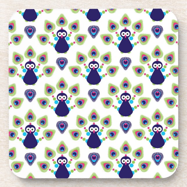 retro india exotic peacock coaster (Front)