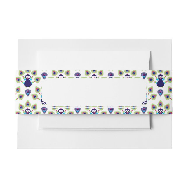 retro india exotic peacock invitation belly band (Front Example)