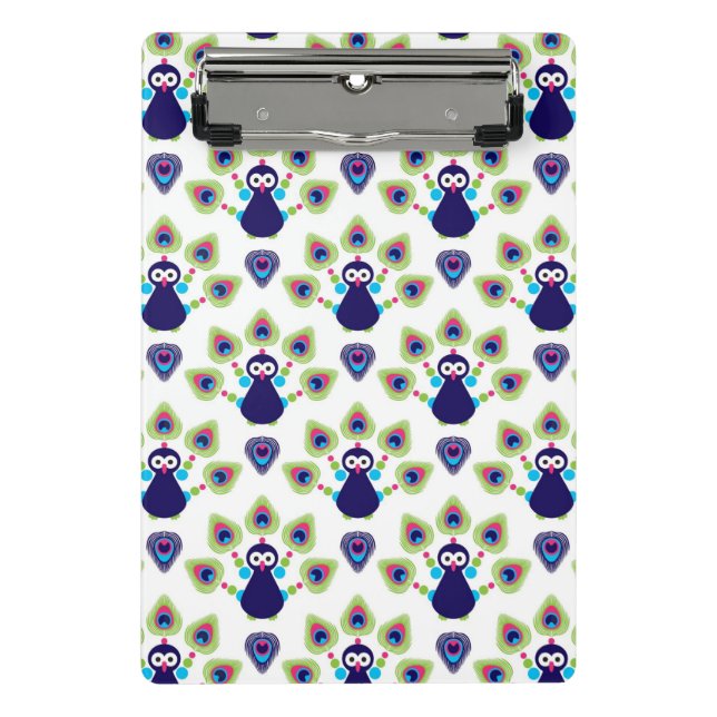 retro india exotic peacock mini clipboard (Front)
