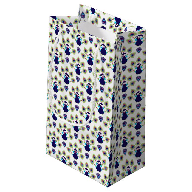 retro india exotic peacock small gift bag (Back Angled)
