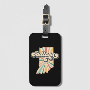 Retro Indiana Map Artwork   Vintage State Design Luggage Tag