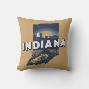 Retro Indiana Scenic Silhouette Cushion