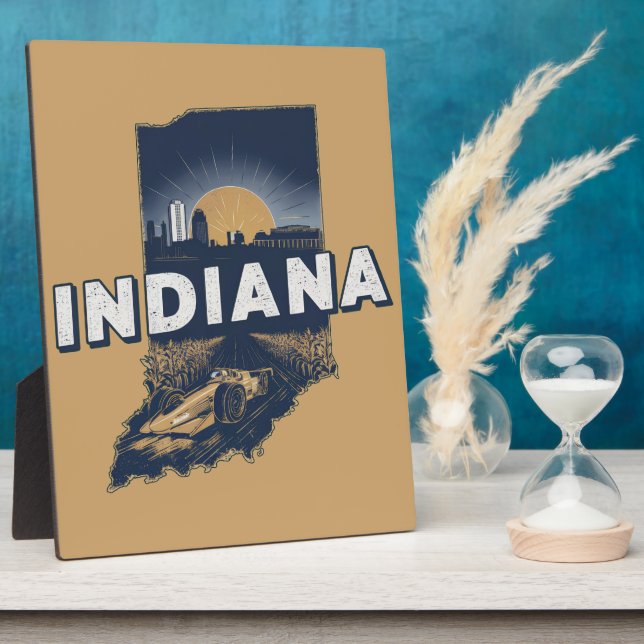Retro Indiana Scenic Silhouette Plaque (Side)