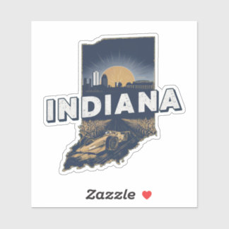 Retro Indiana State Sticker