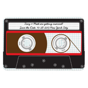 Retro Indie Mixtape Wedding Red, Black & White Magnet