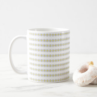 Retro Indie Yellow Daisy Line Art Pattern Coffee Mug