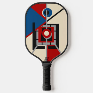 Retro Industrial Deco Geometric Art Pickleball Paddle