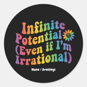 Retro Infinite Potential Irrational Pi Day Math Classic Round Sticker