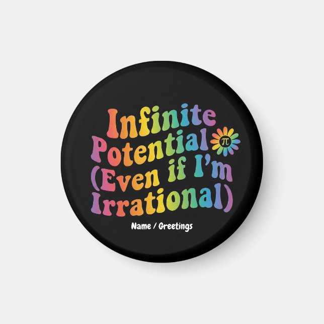 Retro Infinite Potential Irrational Pi Day Math  Magnet (Front)