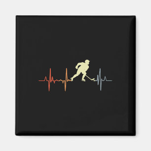 Retro Inline Hockey Pulse Line Vintage Cardiogram Magnet