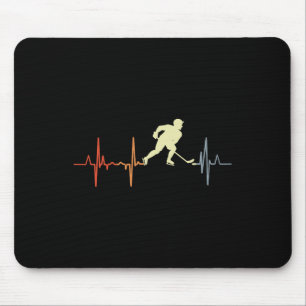 Retro Inline Hockey Pulse Line Vintage Cardiogram Mouse Pad