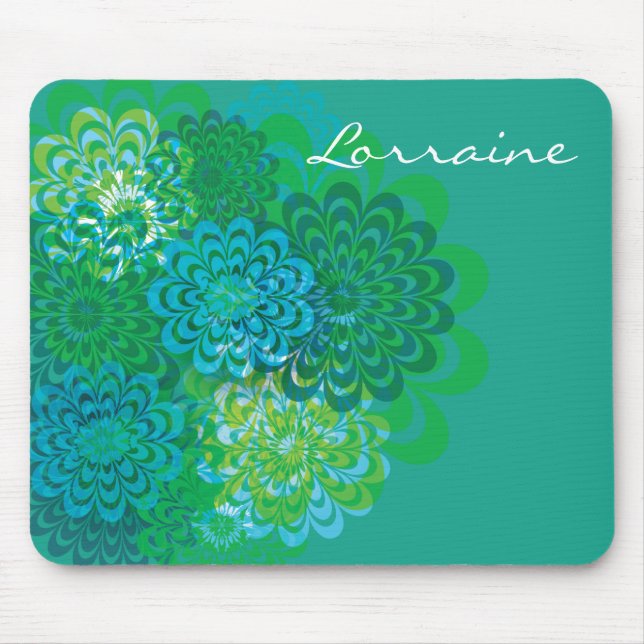 Retro Inspired Blue and Green Mousepad (Front)