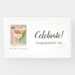 Retro-inspired cocktail banner in soft pastels