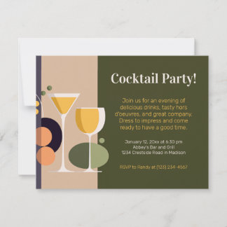 Retro-inspired cocktail party invitation