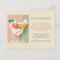 Retro-inspired cocktail party invitation