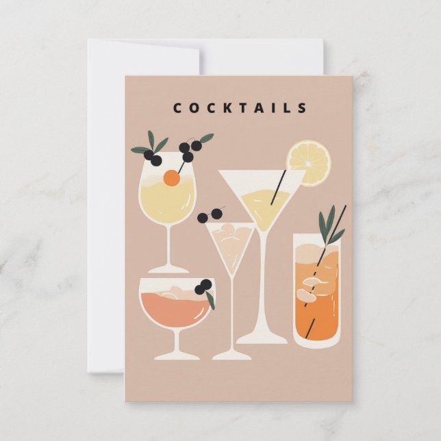 Retro-inspired cocktail thank you cards (Front)