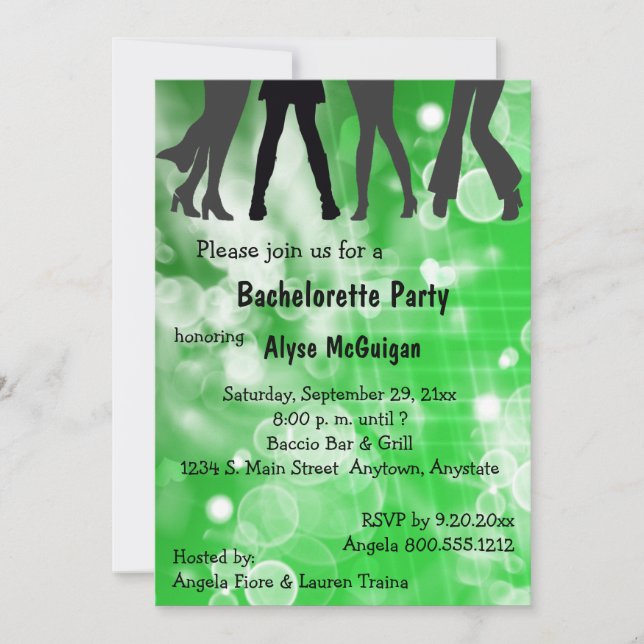 Retro Inspired Green Bachelorette Party Invitation (Front)