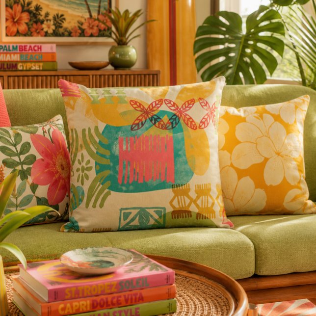 Retro Inspired Hawaiian Print pattern Cushion (Creator Uploaded)