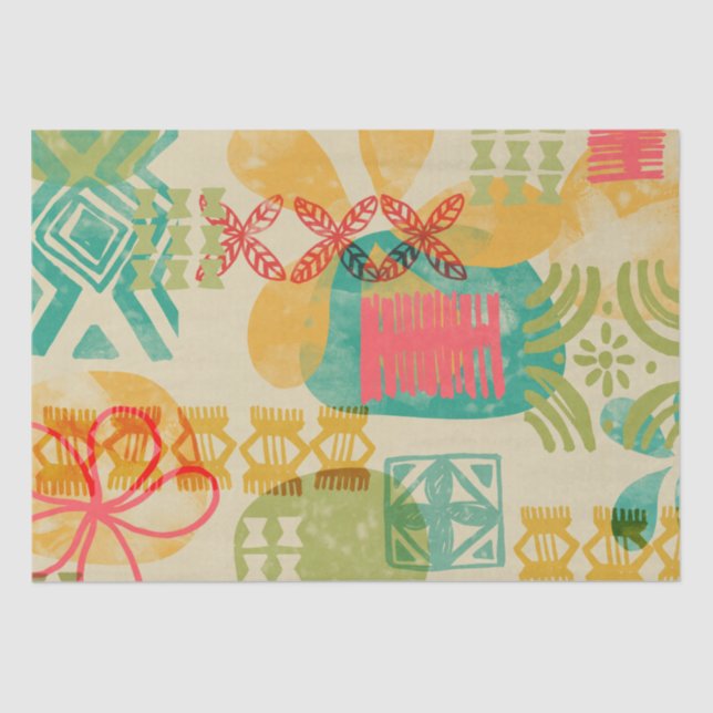 Retro Inspired Hawaiian Print pattern Tissue Paper (Front)